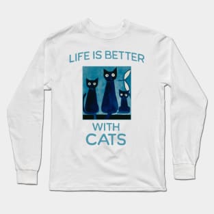 Abstract Life is Better with Cats Long Sleeve T-Shirt